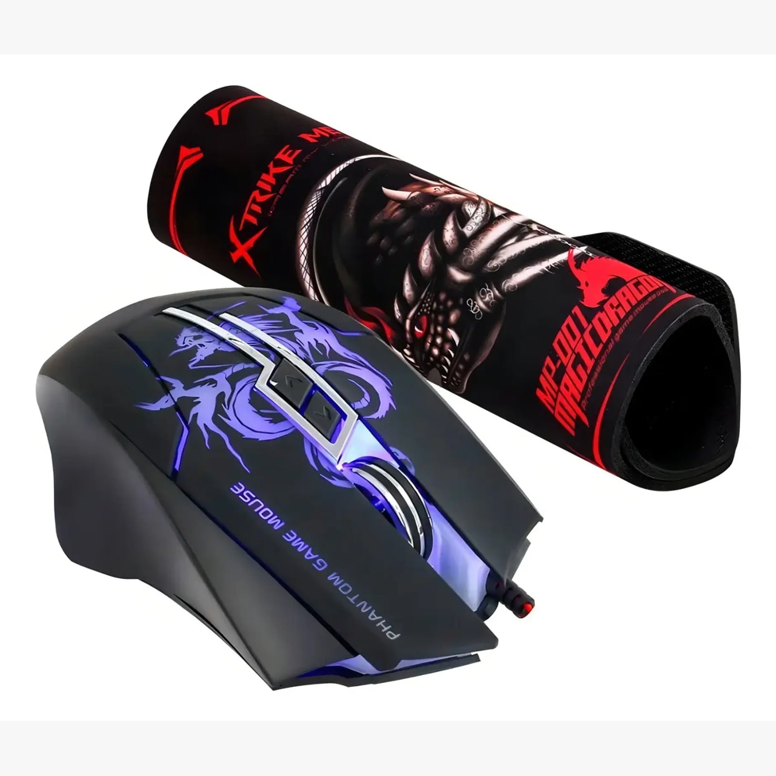 Kit Mouse + Mousepad Gamer Xtrike-me Iluminado Rgb Negro