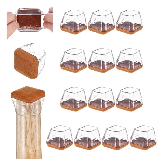 Uxcell 16-Pack Protectores de Suelo para Patas de Silla, Almohadillas de Silicona con Fieltro para Patas de Muebles para Suelos de Madera Dura
