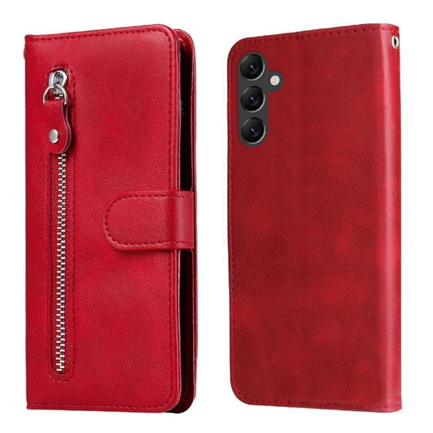 Funda con Cremallera para Samsung Galaxy A14 5G, Carcasa Cartera de Cuero PU con Soporte y Tarjetero