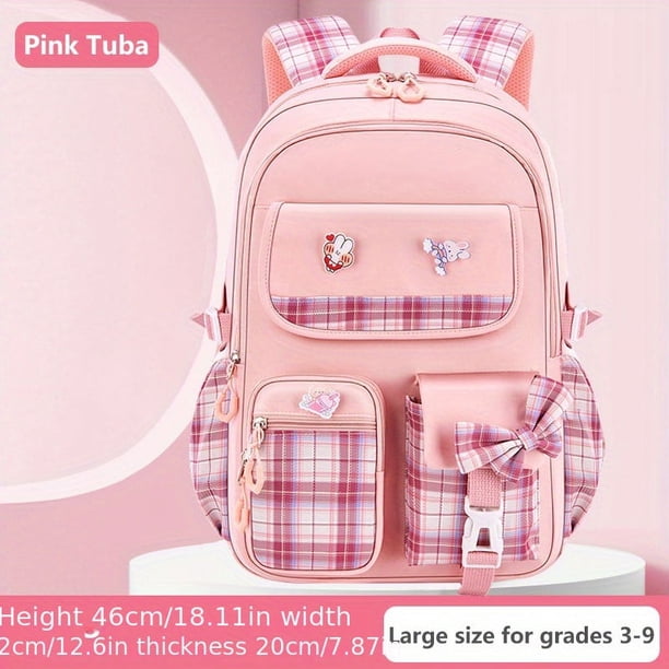 New Primary School Backpack Kids Girls Large Capacity Cartoon Canvas Lightweight Backpack