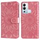 thumbnail image 1 of Funda tipo cartera FOXDOCK para Infinix Hot 12i , diseño girasol en relieve, cuero PU, cierre magnético, soporte y tarjetero, 1 of 5