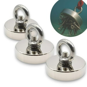 Genérico - Pack X3 Iman Neodimio Redondo Potente Gancho Pesca Metales