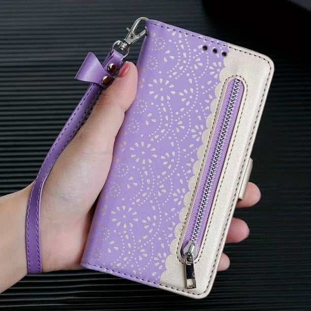 Luxury Flip Wallet Case for Samsung Galaxy S20 S21 S22 S23 Plus Ultra - Folio Zipper Kickstand, Wristlet Lanyard, Card Slots Cover