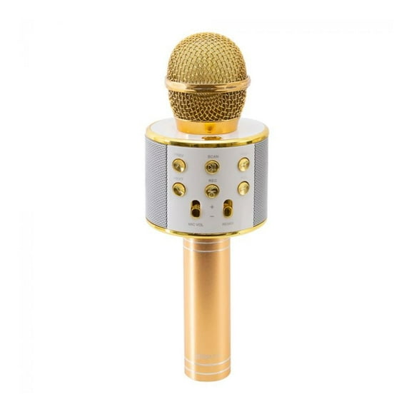 Microfono Karaoke Parlante Bluetooth Dorado