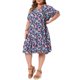 thumbnail image 4 of Vestido de Verano Midi con Estampado Floral, Cuello en V, Manga Corta, Estilo Bohemio, para Playa y Vacaciones, Talla Grande, con Bolsillo, 2X Azul Oscuro, para Mujeres de Agnes Orinda, 4 of 6