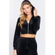 thumbnail image 1 of Chaqueta Corta con Capucha de Terciopelo Largo Slv Negra M, 1 of 5