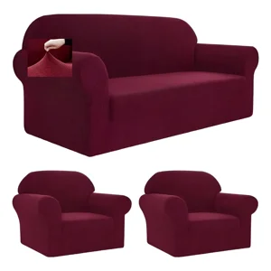 Casadeliacl - Funda Para Sillón Kit 3+1+1 Cuerpos Diseño Tipo (T) Tfi Tipo T / Bordo