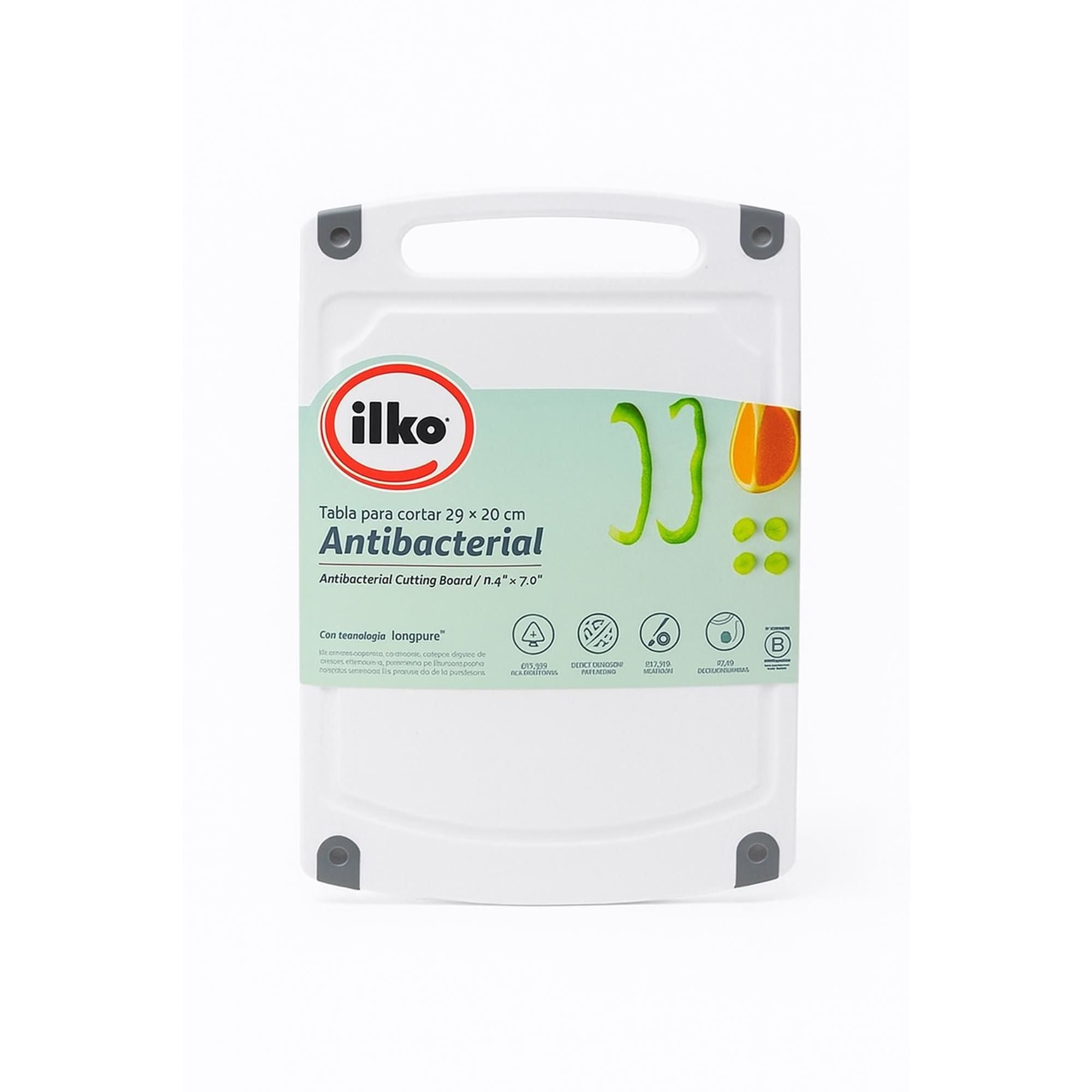 Ilko - Tabla Cortar Antibacteriana 20x29 Cm 1 Pieza Polipropileno Blanco