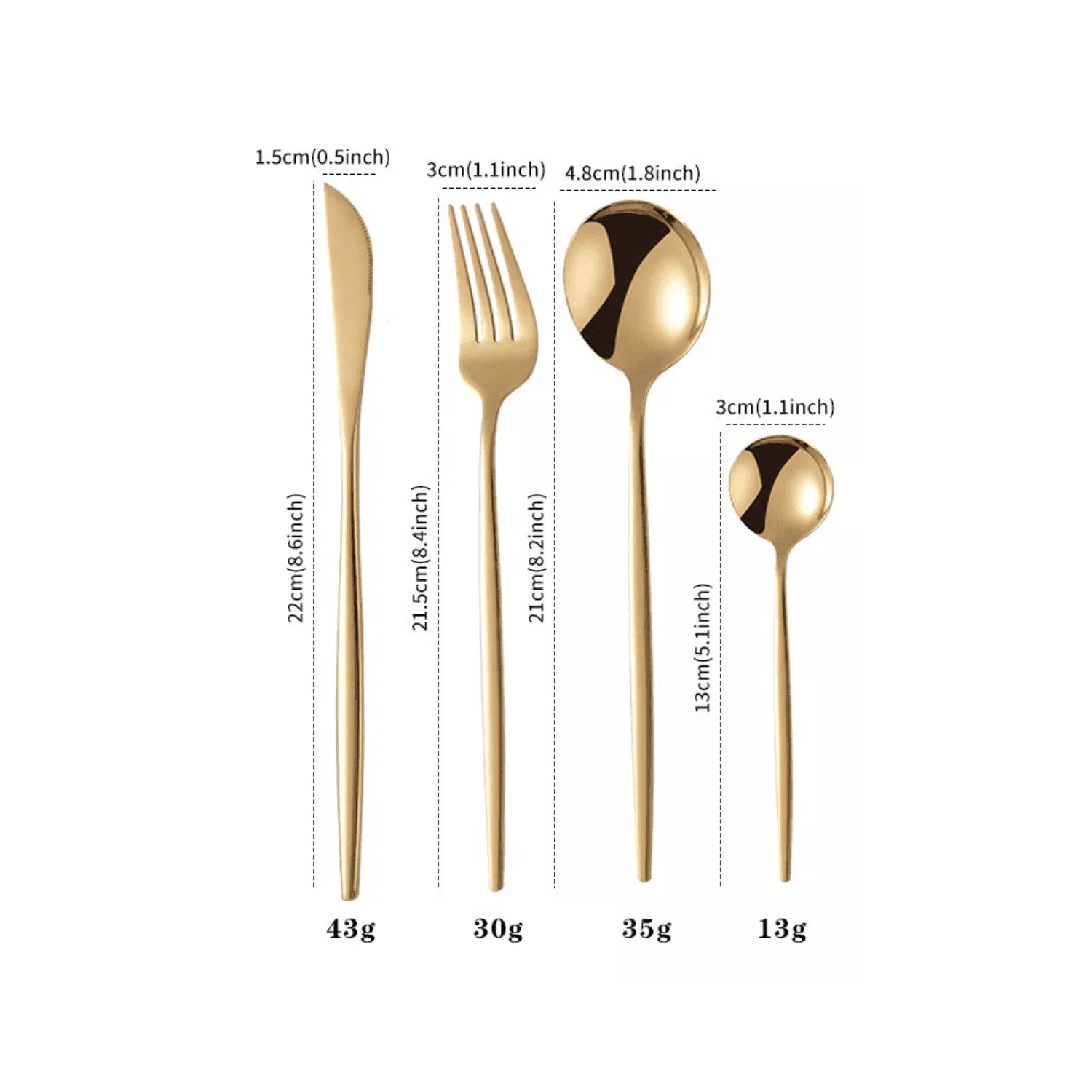 Importclick - Set 24 Piezas Cubiertos Acero Inoxidable Color Verde - Dorado