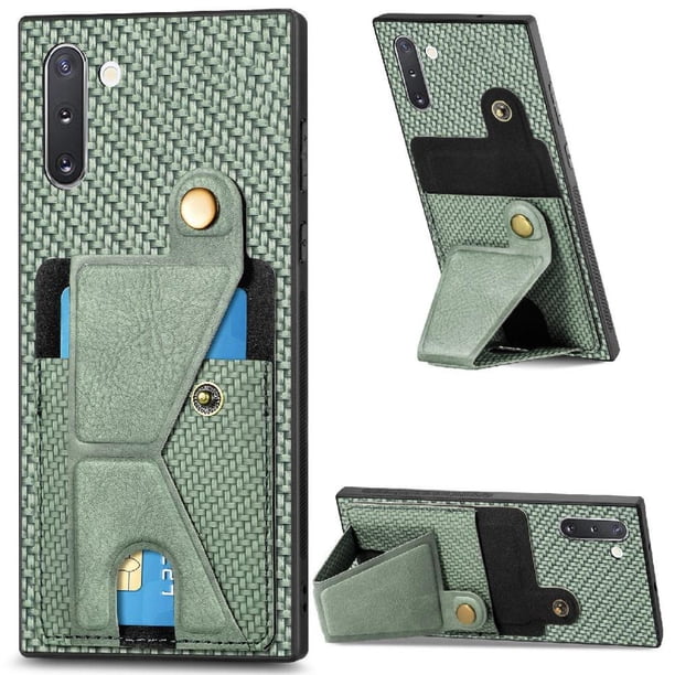 Funda Resistente para Samsung Galaxy Note 10 con Tarjetero y Soporte, Diseño Magnético Verde