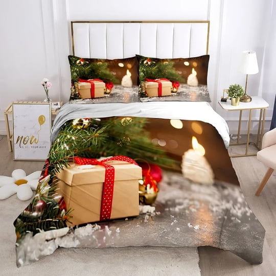 Yingd - Chirstmas Duvet Cover Kid’s Bedroom 3d Cartoon Merry Chirstmas Twin Bedding Set Polyester Santa Claus Happy New Year Quilt Cover