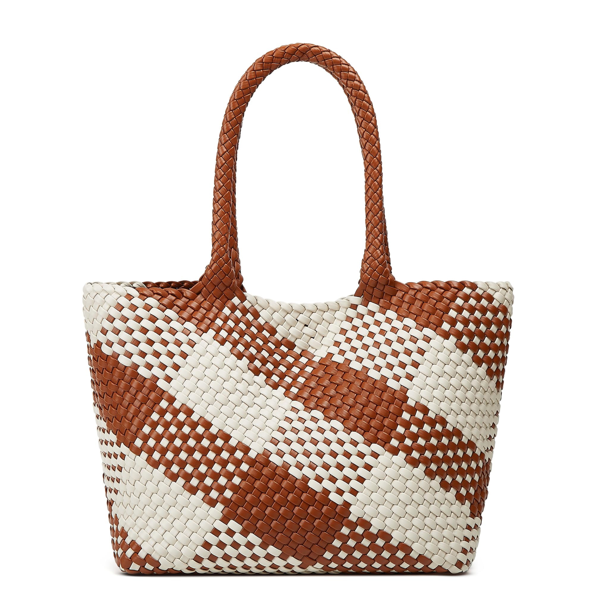 Genérico - Bolso De Mano Piel Vegana Blanquecino Y Marron.