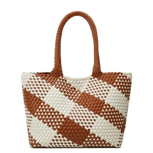 Genérico - Bolso De Mano Piel Vegana Blanquecino Y Marron.