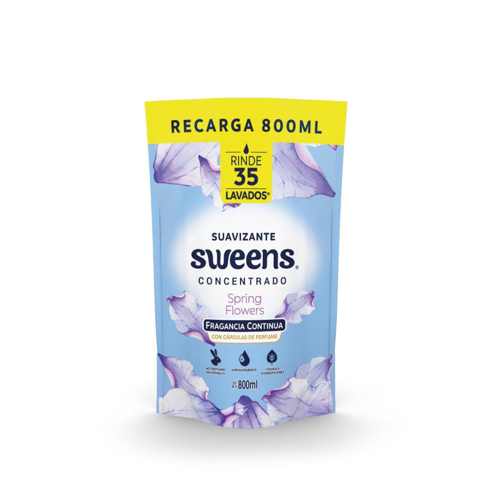 Suavizante Líquido Concentrado Spring Flowers Doypack 800 ml Sweens
