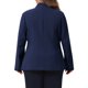 thumbnail image 4 of Blazer de Talla Grande para Mujer de Agnes Orinda, Chaqueta de Negocios Casual con Botones, Sin Cuello, de Manga Larga, con Bolsillos, 2X Azul Marino, 4 of 8