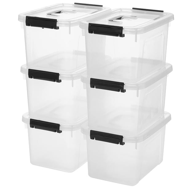 Caja con cierre de almacenamiento JUJIAJIA de 6 cuartos de galón, transparente, paquete de 6 con tapa