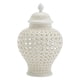 thumbnail image 2 of Jarra de jengibre perforada tradicional con tapa, red decorativa de celosía tallada Jar de cerámica de cerámica de jengibre para decoración del hogar , Blanco 16x16x28CM, 2 of 4
