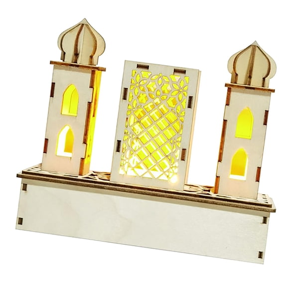 Fiesta Musulmana De Madera Eid Decoración Luz Islámica LED Para Festival Dormitorio Niños Kaaba