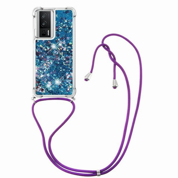 Funda FOXDOCK para Xiaomi Poco F5 Pro 5G con Cuerda Ajustable, Brillo Líquido, Protección Antigolpes y Lente – Ideal para Regalo