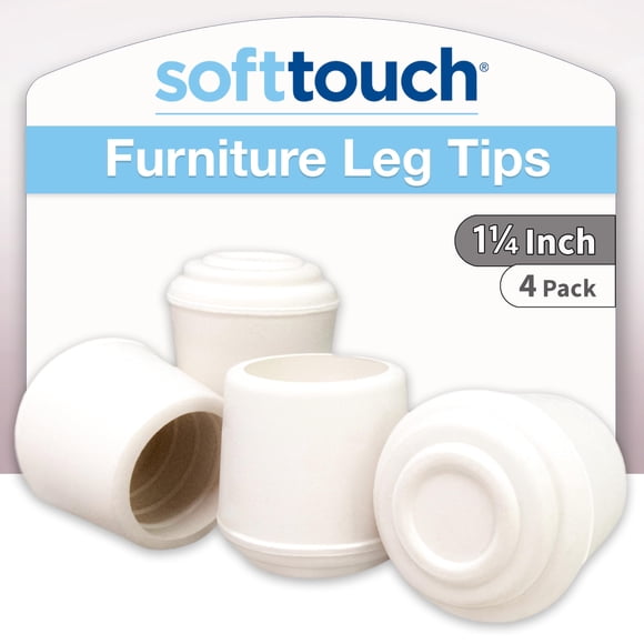 Protectores para patas de silla SoftTouch redondos de 1-1/4" de goma blanca que no dejan marcas