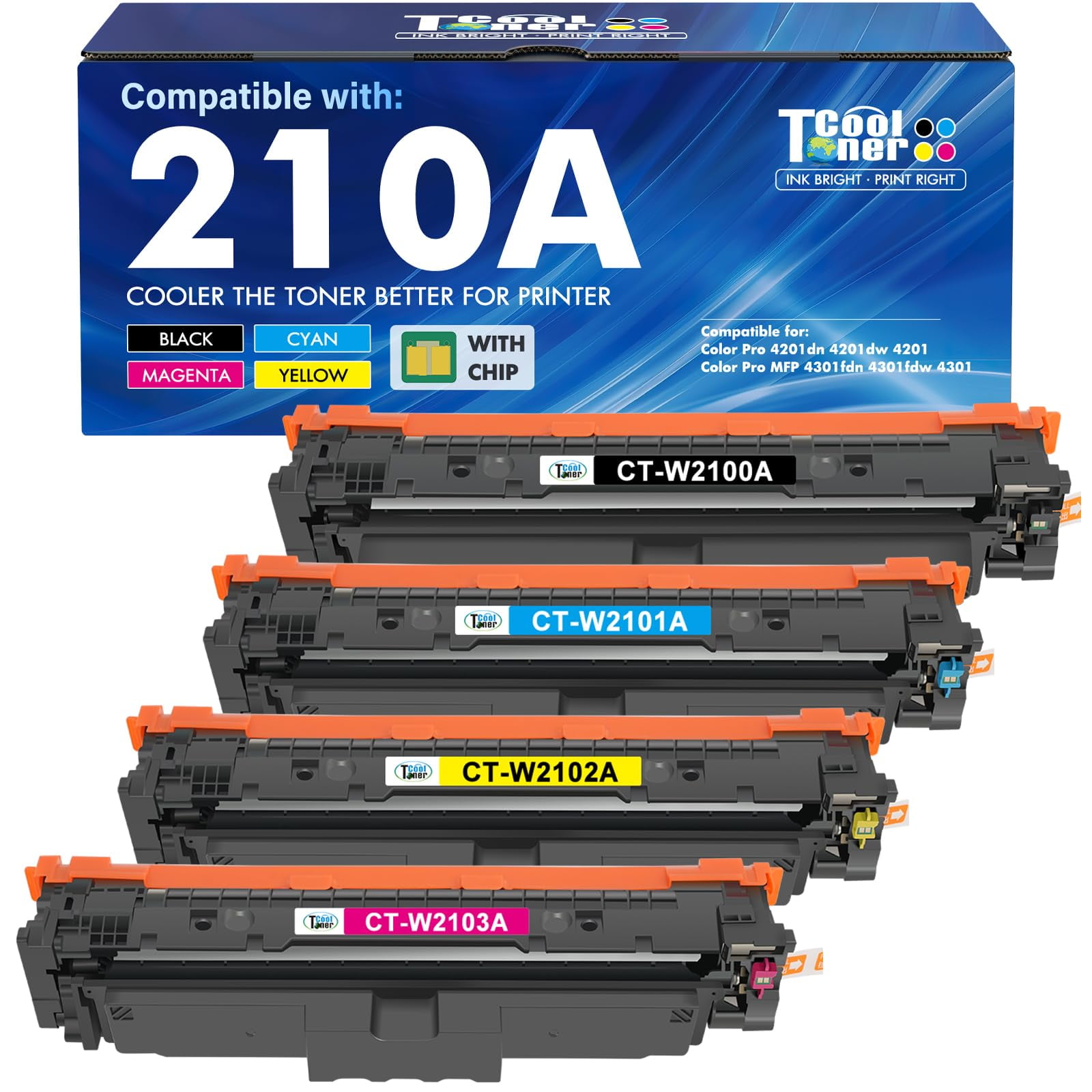 Cartuchos De Tóner Cool Toner 210a 210x, Paquete De 4 Unidades Para Impresora Hp