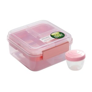 Magideal - Bento Box Contenedor De Preparación De Alimentos Caja De Refrigerios Portátil Rectangular Multiusos Para Fiestas, Oficinas, Viajes Escolares Y Acampad Rosa 1250Ml