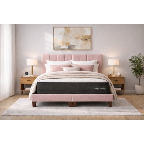 Ethan Desing - Cama 2 Plazas Completa | Base Europea + Colchón Excellense Plus 25Cm + Respaldo Tapizado