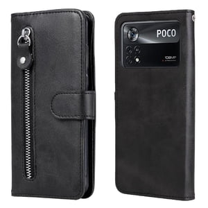 Gangxun - Funda Con Cremallera Para Xiaomi Poco X4 Pro 5G, Carcasa Cartera De Cuero Pu Con Soporte Y Tarjetero