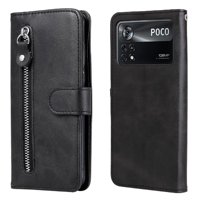 Gangxun - Funda Con Cremallera Para Xiaomi Poco X4 Pro 5G, Carcasa Cartera De Cuero Pu Con Soporte Y Tarjetero