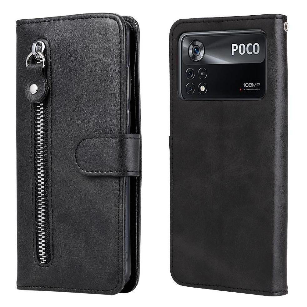 Gangxun - Funda Con Cremallera Para Xiaomi Poco X4 Pro 5G, Carcasa Cartera De Cuero Pu Con Soporte Y Tarjetero