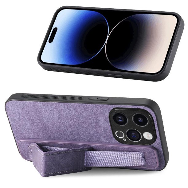 Funda Protectora con Correa para iPhone 14 Pro Resistente a Golpes Morado