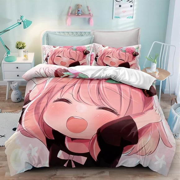 Duvet Cover 3D Anime S-PY Cartoons Family Bedding for All Season Microfiber Comforter Cover Set with Pillowcase
