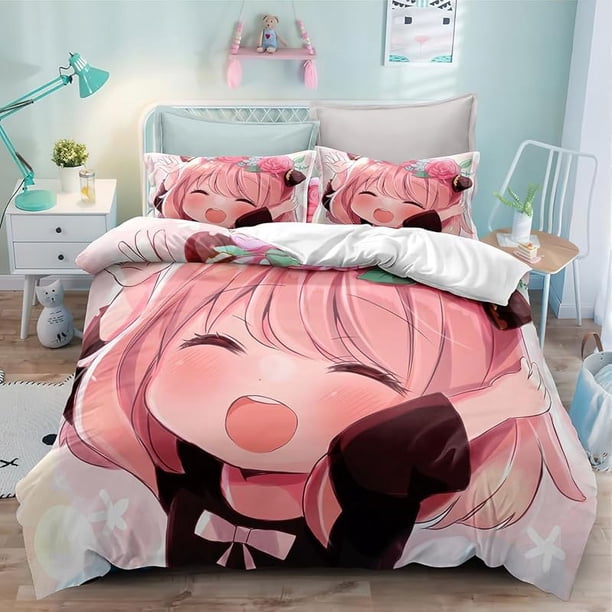 Duvet Cover 3D Anime S-PY Cartoons Family Bedding for All Season Microfiber Comforter Cover Set with Pillowcase