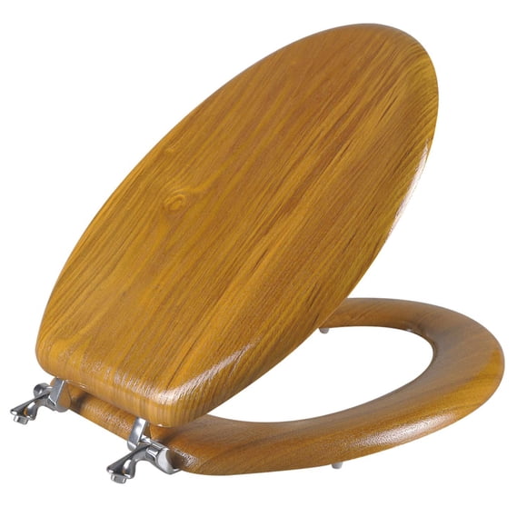 Asiento de Inodoro Escudo Ángel Madera de Roble Alargado 49x36x6 cm