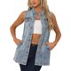 thumbnail image 1 of INSPIRE CHIC Chaleco de Mezclilla para Mujer sin Mangas con Botones de Largo Medio Casual Chaleco de Jean Gris Azul S, 1 of 6