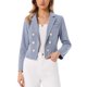 thumbnail image 1 of INSPIRE CHIC Blazer a Rayas para Mujer con Solapa de Muesca, Manga Larga, Frente Abierto, Casual, Oficina, Traje, Talla S, Azul Oscuro, 1 of 6