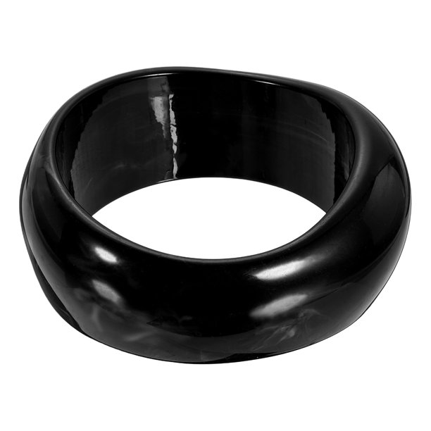 Uxcell Pulseras de Brazalete Grueso de Acrílico para Mujeres, Brazaletes Apilables Geométricos Anchos Coloridos de Puño de Acetato Pulsera de Muñeca Irregular Joyería de Moda Regalo, Negro