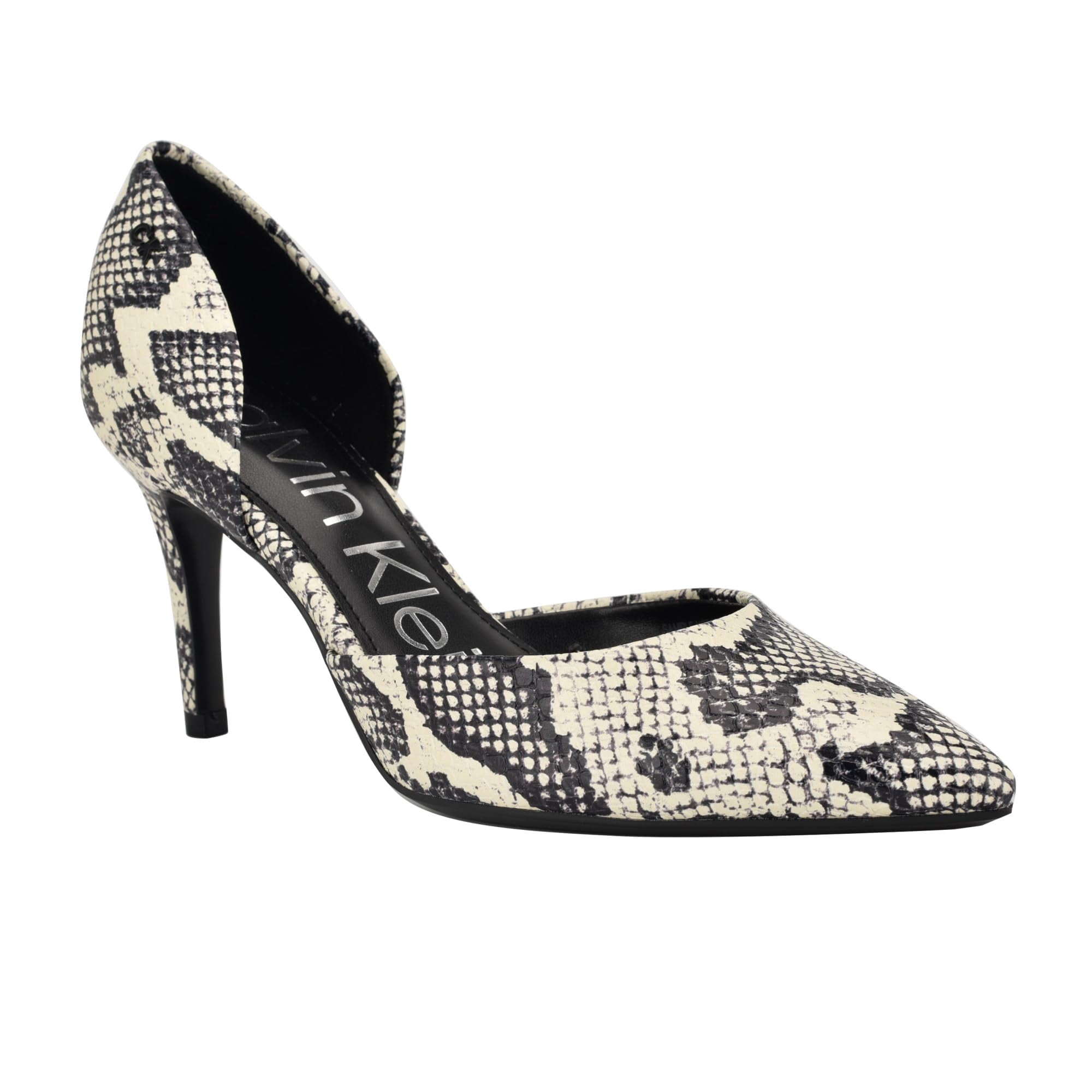 Zapato Calvin Klein Gloria Pump Para Mujer, Color Negro/blanco, Modelo Snake 005