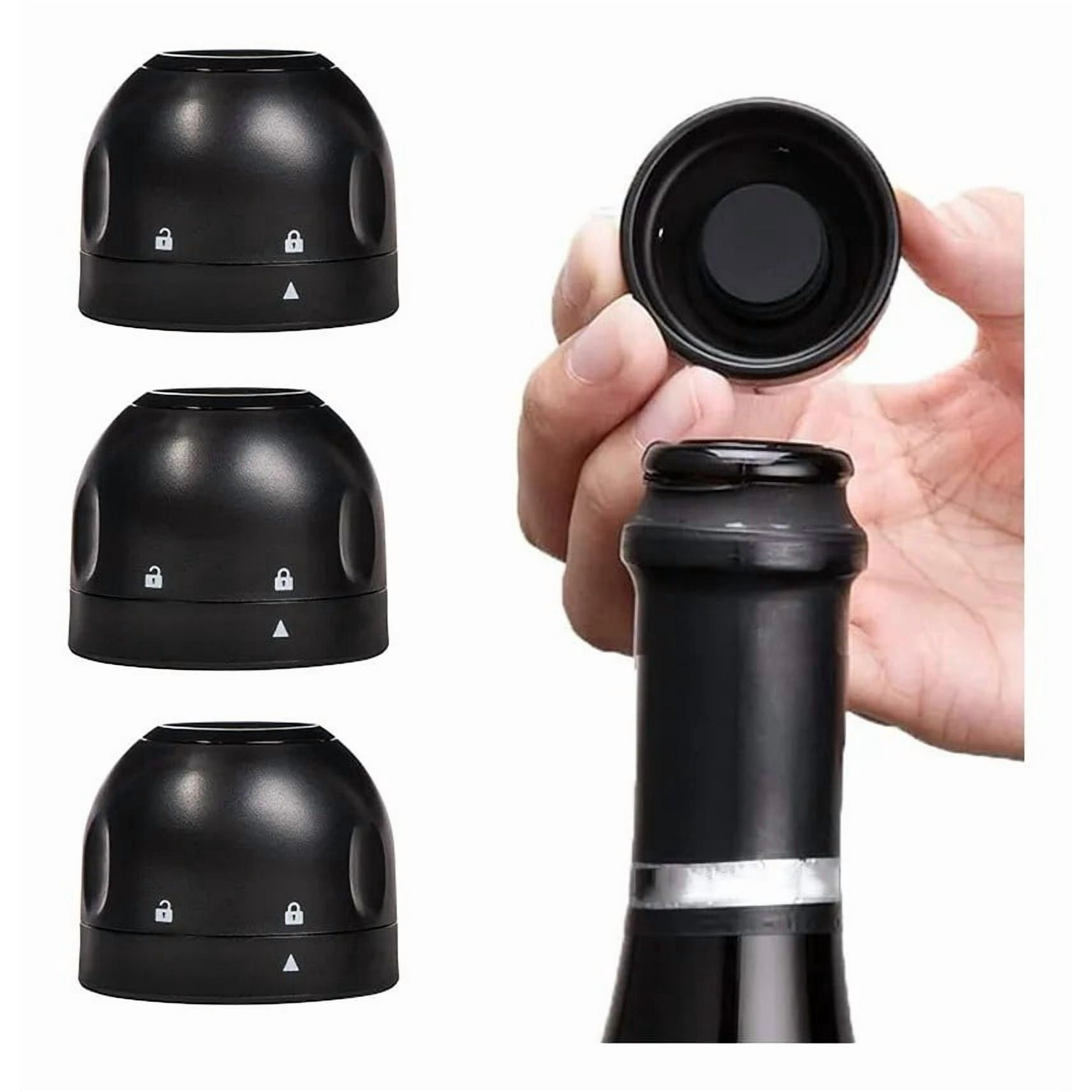 Genérica - Pack 3 Tapa Vino Tapón Al Vacío Champagne Espumante Champaña