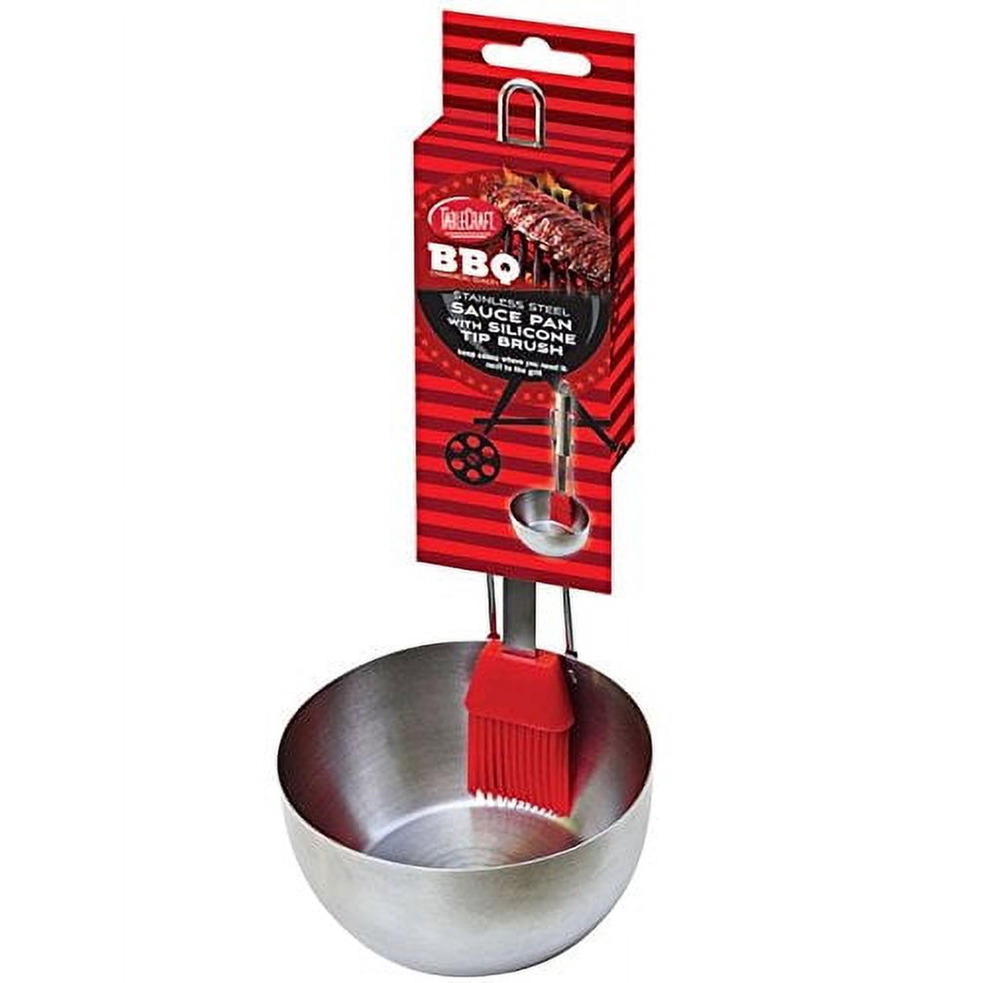 Cepillo Para Barbacoa Con Sartén De Acero Inoxidable Tablecraft Bbqpbr