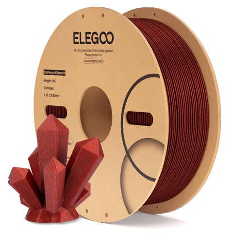 Filamento Para Impresora 3D Elegoo Pla Sparkle Red, 1,75 Mm, 1 Kg