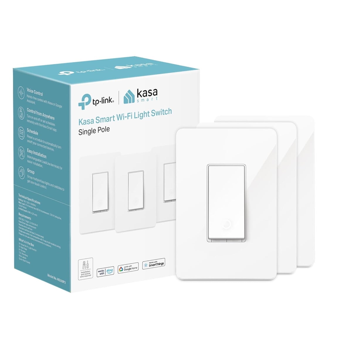 Interruptor Inteligente Kasa Hs200p3 Wifi 3 Unidades
