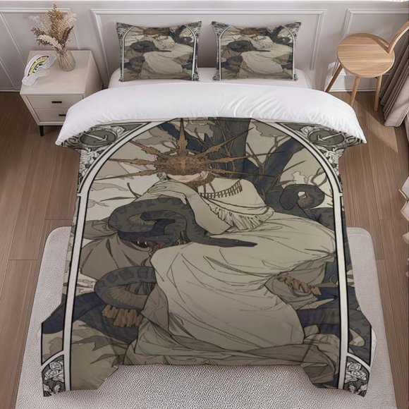 Three-Piece Dark Fantasy Illustrations Printed Duvet Cover Set Themed Bedding Three-Piece Set