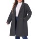 thumbnail image 4 of Abrigos largos de mujer talla grande de Agnes Orinda con solapa con muescas, abrigo de invierno de doble botonadura con bolsillos 2X gris oscuro, 4 of 6