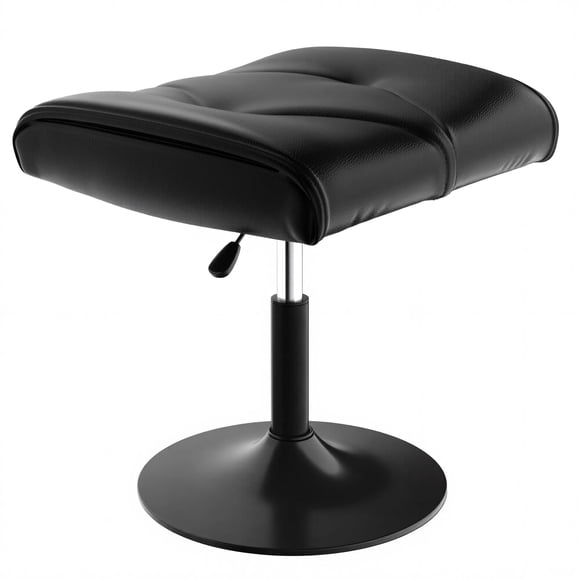Reposapiés VECELO con Altura Ajustable, Otomán de PU Negro