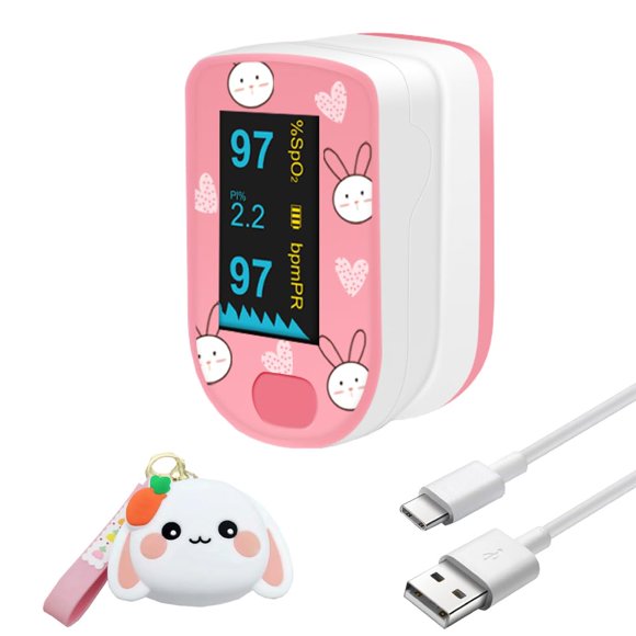 Oxímetro de Pulso CRFISH Recargable por USB Tema Conejito Rosa