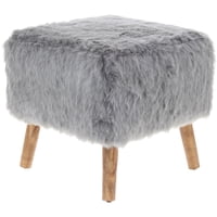 Máxima Design - Pouf Kira Gris Piel Sintética 42X42X43 Cm