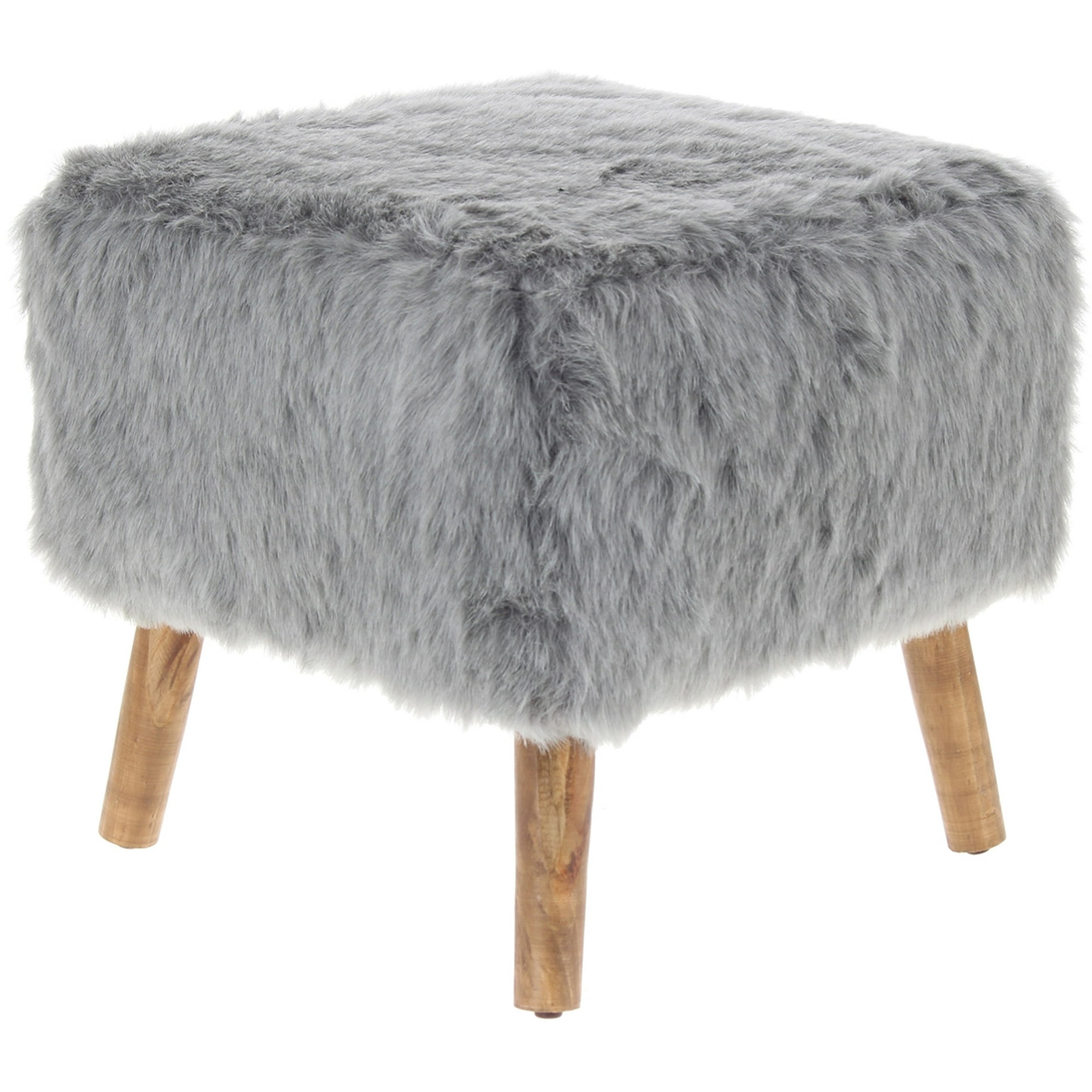 Máxima Design - Pouf Kira Gris Piel Sintética 42x42x43 Cm