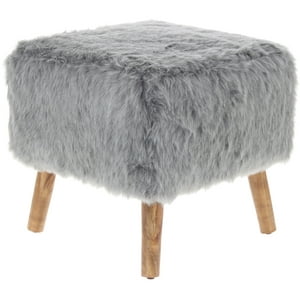 Máxima Design - Pouf Kira Gris Piel Sintética 42X42X43 Cm