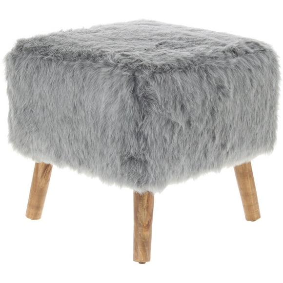 Pouf Kira Gris Piel Sintética 42x42x43 cm
